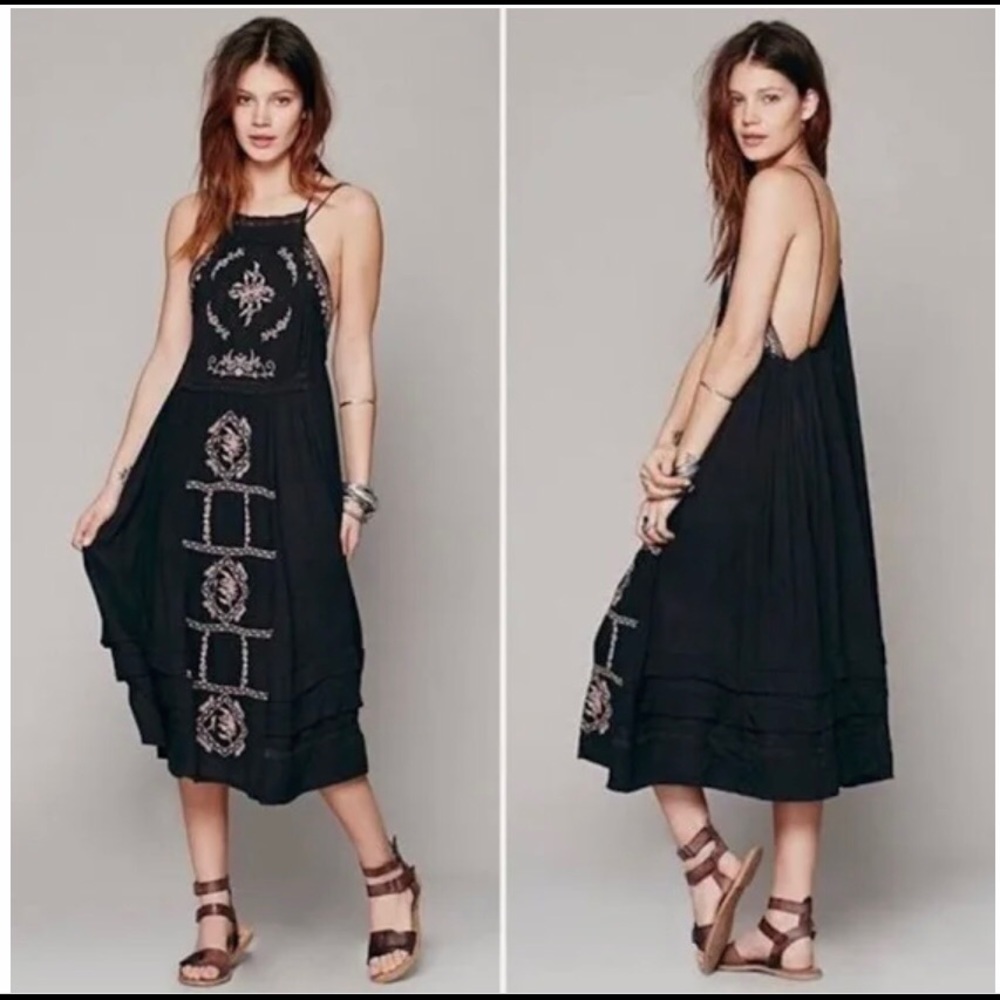 Free People Black DIAMONDS IN THE SKY Midi